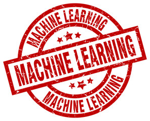 machine learning round red grunge stamp
