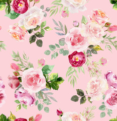 Watercolor floral seamless pattern