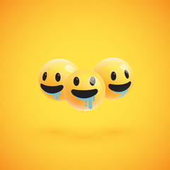 Group of high detailed yellow emoticons, vector illustration