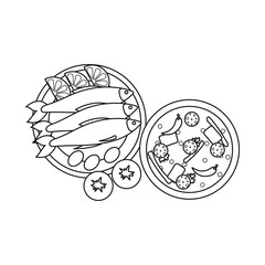 Isolated object of food and fish logo. Set of food and dishes stock symbol for web.