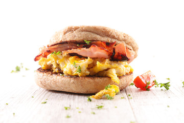 sandwich with bacon and fried egg