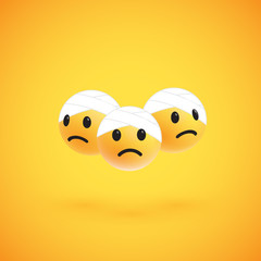 Group of high detailed yellow emoticons, vector illustration