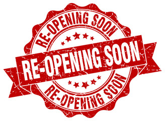 Fototapeta premium re-opening soon stamp. sign. seal