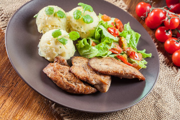 Chicken fillets breast with mashed potatoes