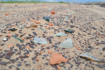 Beach. Stones. Glasses. Sakhalin.