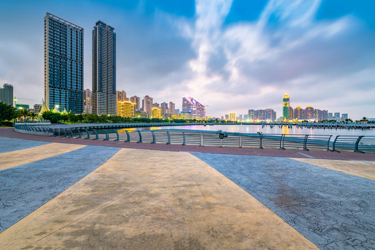 City night view of Zhanjiang Sands Bay