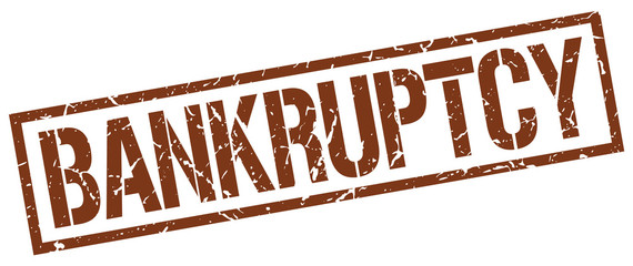 bankruptcy brown grunge square vintage rubber stamp