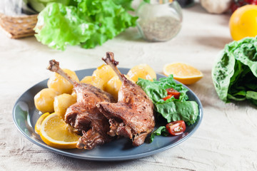 Duck legs confit with boiled potatoes