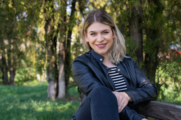 Woman sitting in the park