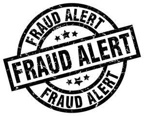 fraud alert round grunge black stamp