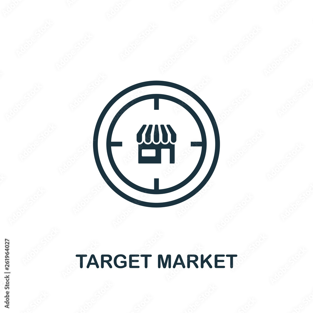 Poster target market icon. creative element design from content icons collection. pixel perfect target mark