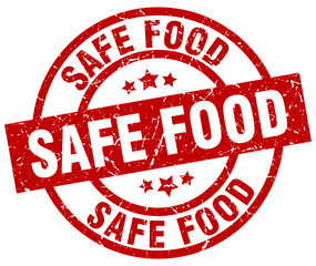 safe food round red grunge stamp