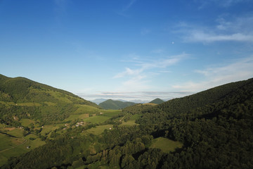 Valley between mountains in the Pyrenees in summer