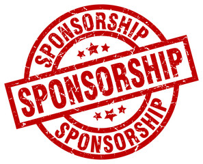 sponsorship round red grunge stamp