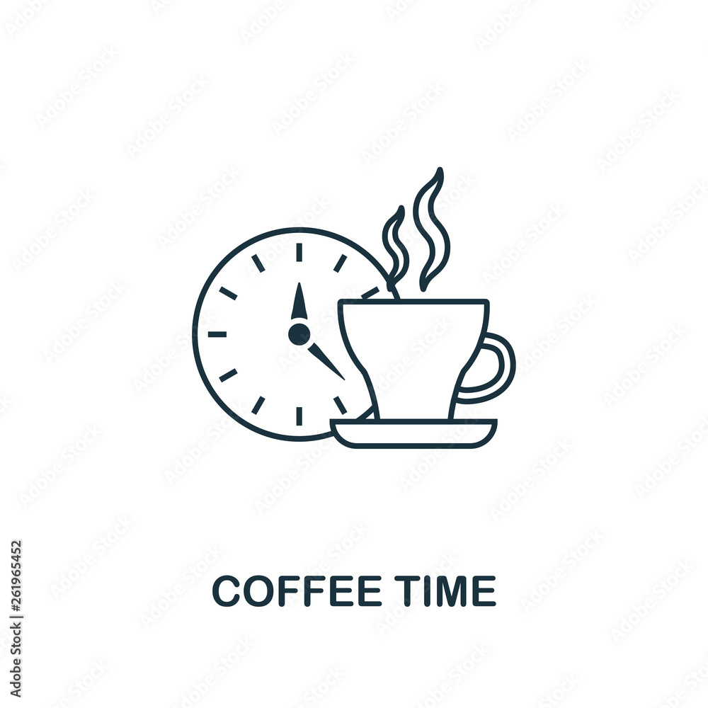 Poster coffee time icon. thin line symbol design from coffe shop icon collection. ui and ux. creative simpl