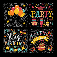 Happy Birthday party hand drawn vector illustration