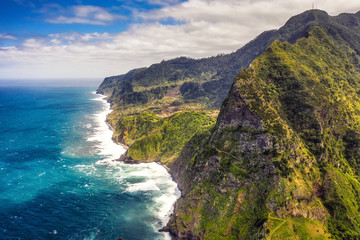 Fototapeta na wymiar Beautiful mountain landscape of Madeira island, Portugal, on a summer day. Aerial panorama view.