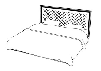 sketch bedroom bed vector
