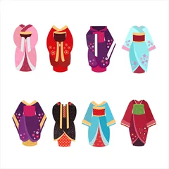 Foto op Plexiglas Vector Set of kimono in flat style © darijashka