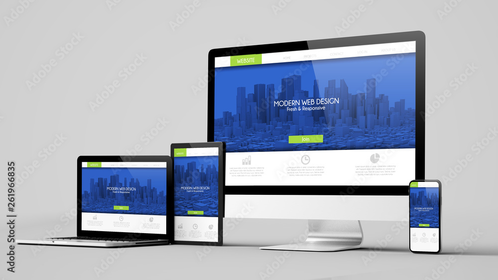 Poster responsive modern design website devices collection mockup