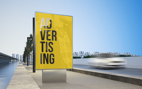 advertising billboard on highway mockup