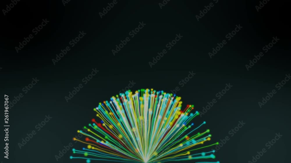 Sticker fan shape particles spreading in different colors