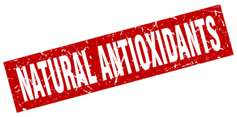 square grunge red natural antioxidants stamp