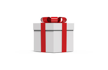 Gift box with ribbon and bow isolated on the white background, 3d illustration