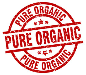 pure organic round red grunge stamp