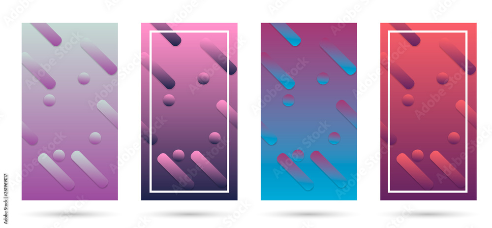 Poster Fluid landing page background with geometric form. Geometric background. Dynamic shapes composition. Trendy and modern background color. Cool banner design template in purple.