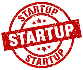 startup round red grunge stamp