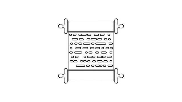 Grey Paper scroll line icon on white background. Canvas scroll sign. 4K Video motion graphic animation