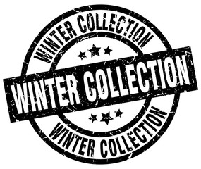 winter collection round grunge black stamp