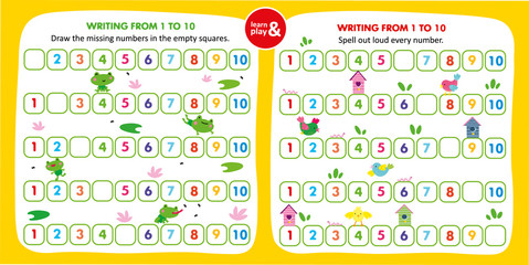 Kid Game Writing Missing Number in Empty Squares