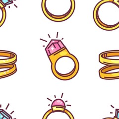 Wedding and engagement ring seamless pattern gold jewelry