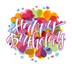 Fototapeta premium Cute lettering label banner - Happy birthday party