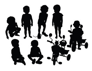 Cute and Funny Kid Silhouettes, art vector design