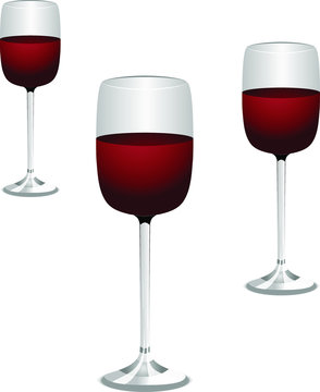 wine glasses on white background