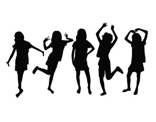 Happy Girl Activity Silhouettes, art vector design