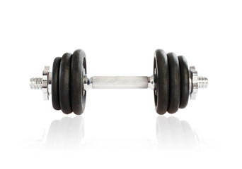 Fototapeta premium Metal dumbbell on white background