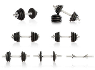 Dumbbells with different amount of weight plates