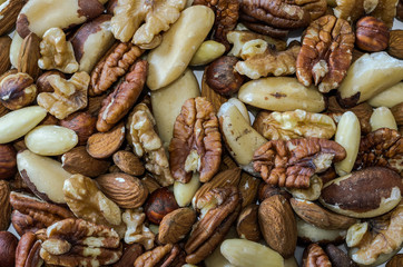 Assorted nuts: peanuts, hazelnuts, walnuts and other
