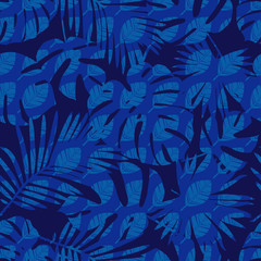 Seamless background with decorative Tropical palm leaves. Monstera. Vector illustration. Can be used for wallpaper, textile, invitation card, wrapping, web page background.