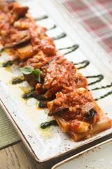Roasted eggplant with tomato sauce