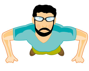 Vector illustration young men doing power exercise