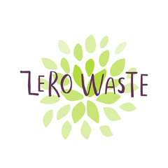 Hand drawn Zero waste logo or sign. Eco badge, tag for shopping, no plastic market, products packaging, ad