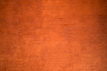 brick wall of red color, wide panorama of masonry