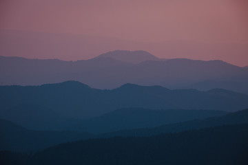 evening mountains silhouettes