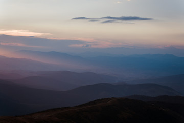 evening mountains silhouettes