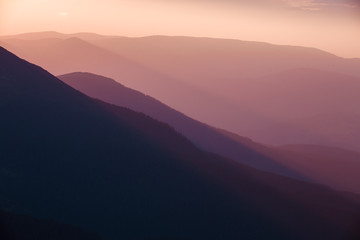 evening mountains silhouettes